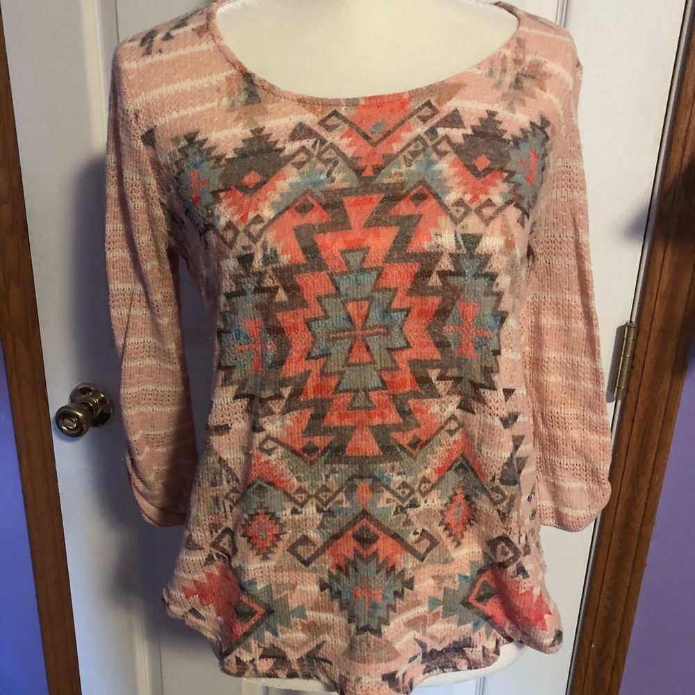 Aztec print knit sweater